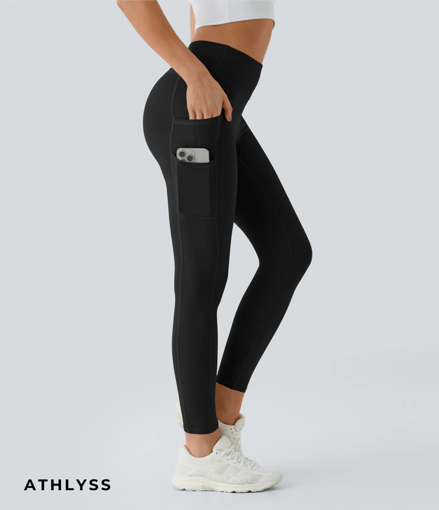 Legging med høj talje lomme